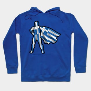 Greek Hero Wearing Cape of Greece Flag Hope and Peace Hoodie